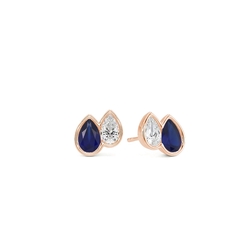 Toi Et Moi Bezel Set Pear-Cut Blue Sapphire & Diamond Earrings