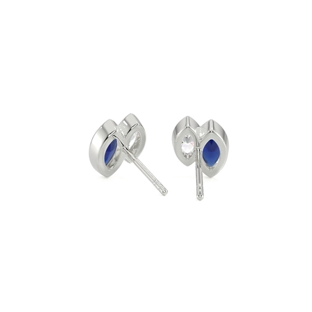 Toi Et Moi Ohrringe mit Lünettenfassung, blauem Saphir im Marquise-Schliff und Diamanten