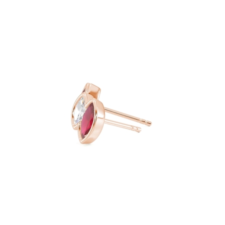 Toi Et Moi Bezel Set Marquise-Cut Ruby & Diamond Earrings