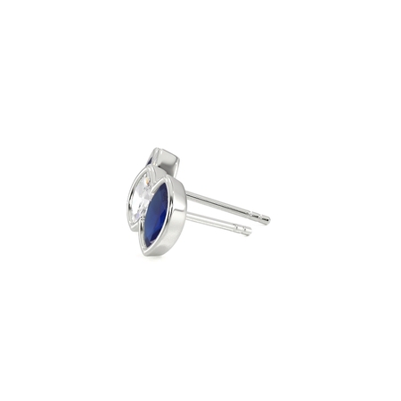 Toi Et Moi Bezel Set Marquise-Cut Blue Sapphire & Diamond Earrings