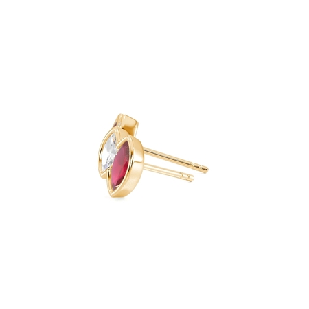 Toi Et Moi Bezel Set Marquise-Cut Ruby & Diamond Earrings