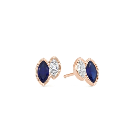 Toi Et Moi Bezel Set Marquise-Cut Blue Sapphire & Diamond Earrings