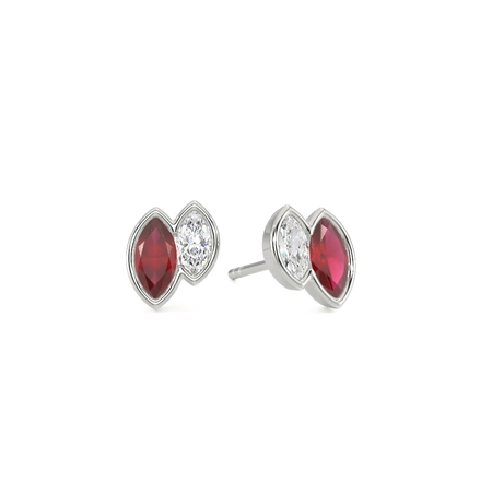 Toi Et Moi Bezel Set Marquise-Cut Ruby & Diamond Earrings