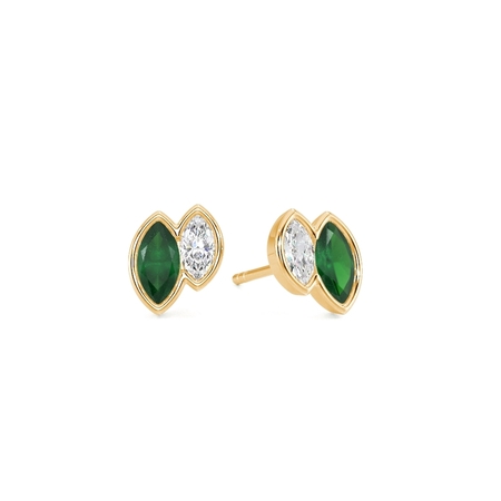 Toi Et Moi Bezel Set Marquise-Cut Emerald & Diamond Earrings