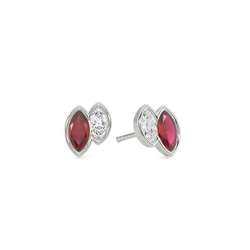 Toi Et Moi Bezel Set Marquise-Cut Ruby & Diamond Earrings