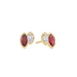 Toi Et Moi Bezel Set Marquise-Cut Ruby & Diamond Earrings