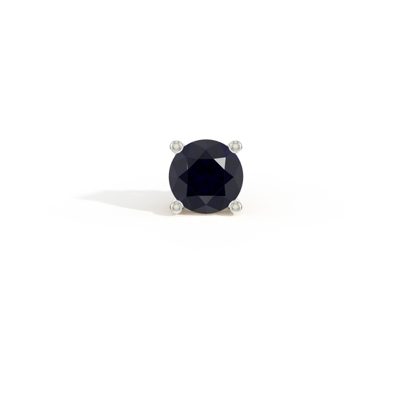 Round-Cut Blue Sapphire Men'S Earring