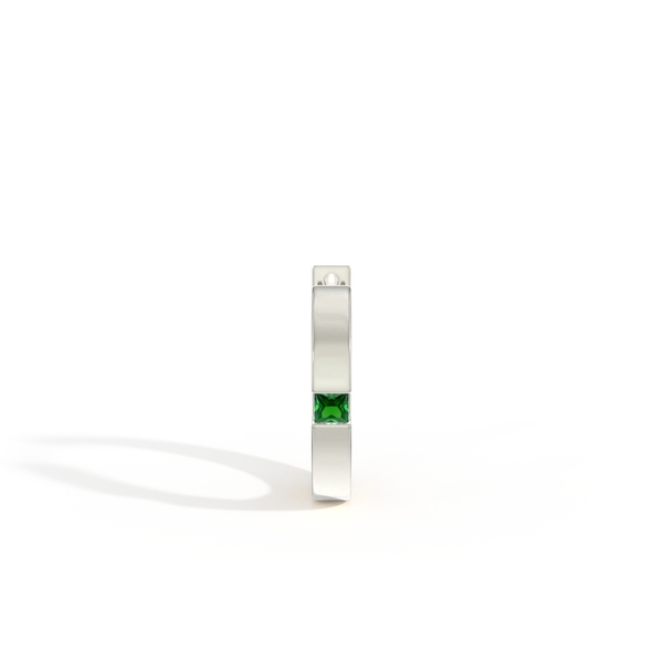 Princess-Cut Emerald Men’S Hoop Earring