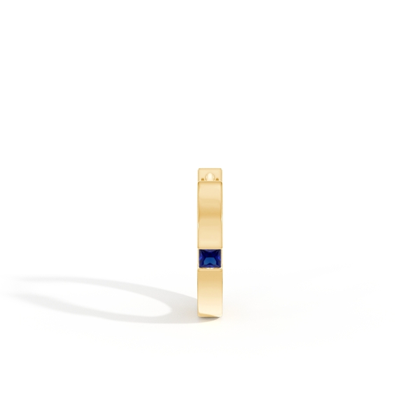 Princess-Cut Blue Sapphire Men’S Hoop Earring