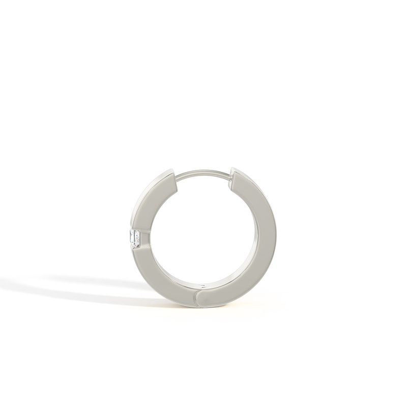 Princess-Cut Diamond Men's Hoop Earring