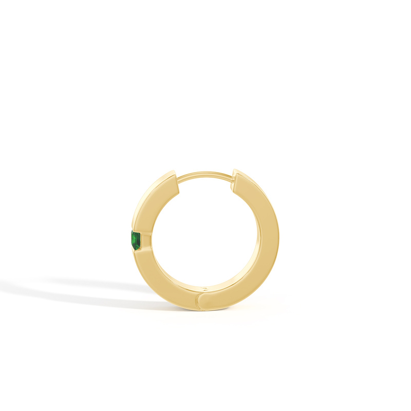 Princess-Cut Emerald Men's Hoop Earring