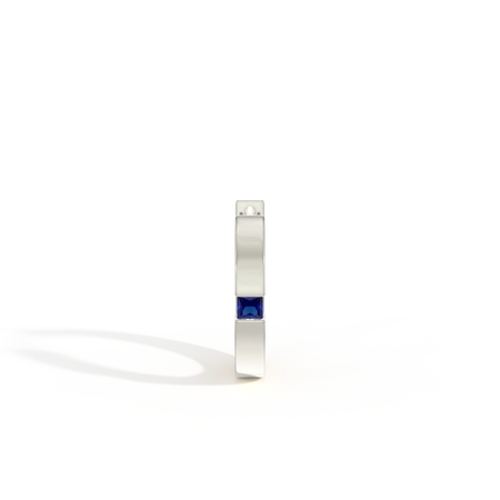 Princess-Cut Blue Sapphire Men’S Hoop Earring