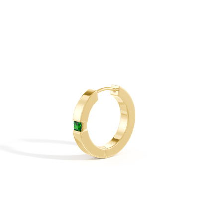 Princess-Cut Emerald Men's Hoop Earring