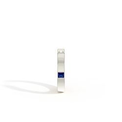 Princess-Cut Blue Sapphire Men’S Hoop Earring