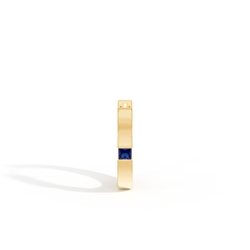 Princess-Cut Blue Sapphire Men’S Hoop Earring