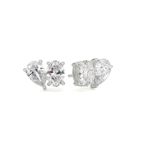 Toi Et Moi Pear And Oval Diamond Earrings