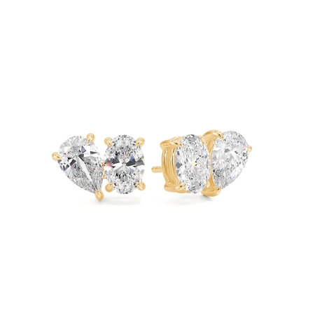 Toi Et Moi Pear And Oval Diamond Earrings