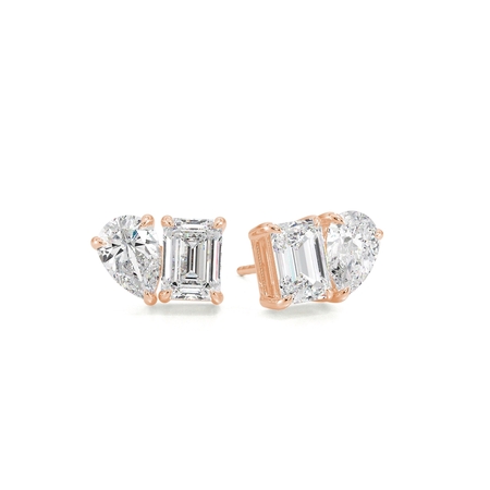 Toi Et Moi Pear And Emerald Diamond Earrings