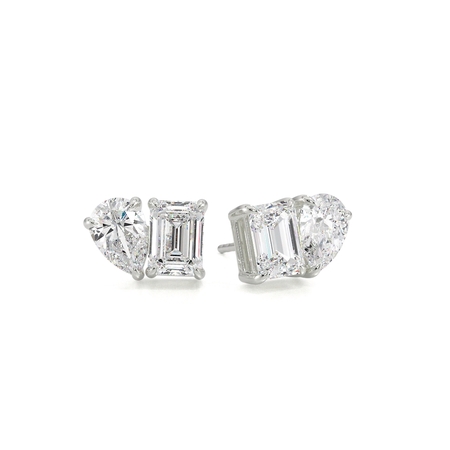 Toi Et Moi Pear And Emerald Diamond Earrings