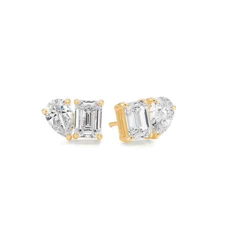Toi Et Moi Pear And Emerald Diamond Earrings