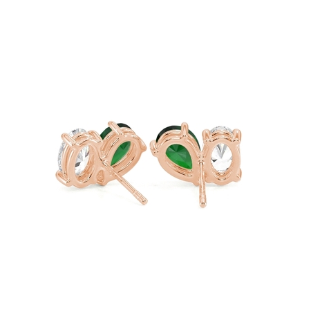 Toi Et Moi Pear-Cut Emerald & Oval Diamond Earrings