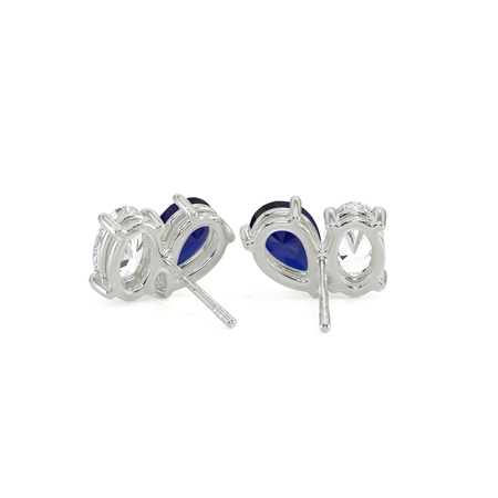 Toi Et Moi Pear-Cut Blue Sapphire & Oval Diamond Earrings