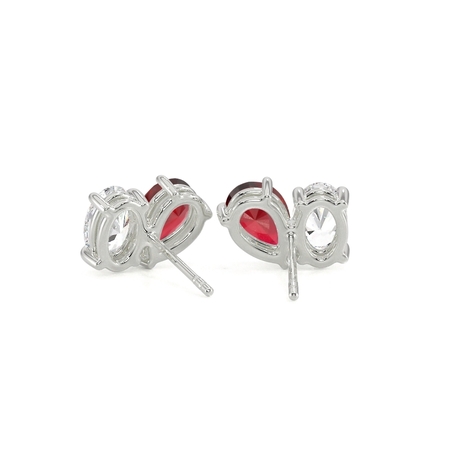 Toi Et Moi Pear-Cut Ruby & Oval Diamond Earrings