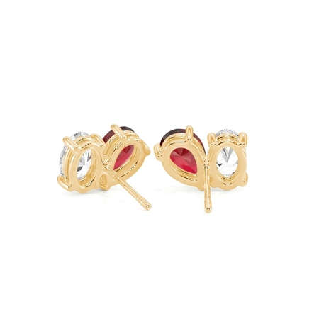 Toi Et Moi Pear-Cut Ruby & Oval Diamond Earrings