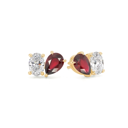 Toi Et Moi Pear-Cut Ruby & Oval Diamond Earrings
