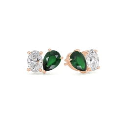 Toi Et Moi Pear-Cut Emerald & Oval Diamond Earrings