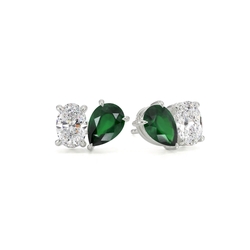 Toi Et Moi Pear-Cut Emerald & Oval Diamond Earrings
