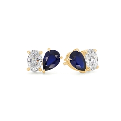 Toi Et Moi Pear-Cut Blue Sapphire & Oval Diamond Earrings