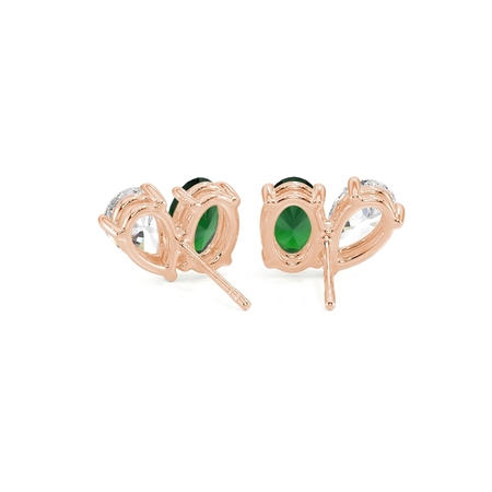 Toi Et Moi Pear Diamond & Oval-Cut Emerald Diamond Earrings