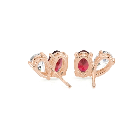 Toi Et Moi Pear Diamond & Oval-Cut Ruby Diamond Earrings