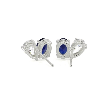 Toi Et Moi Pear Diamond & Oval-Cut Blue Sapphire Diamond Earrings