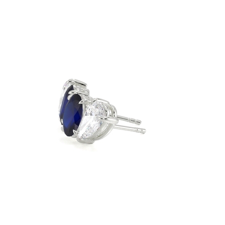 Toi Et Moi Pear Diamond & Oval-Cut Blue Sapphire Diamond Earrings