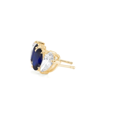 Toi Et Moi Pear Diamond & Oval-Cut Blue Sapphire Diamond Earrings
