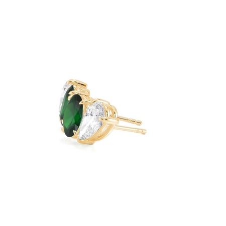 Toi Et Moi Pear Diamond & Oval-Cut Emerald Diamond Earrings