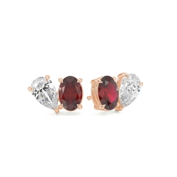 Toi Et Moi Pear Diamond & Oval-Cut Ruby Diamond Earrings