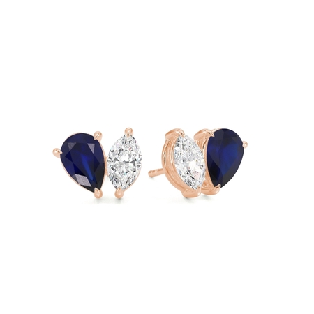 Toi Et Moi Pear-Cut Blue Sapphire & Marquise Diamond Earrings