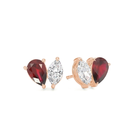 Toi Et Moi Pear-Cut Ruby & Marquise Diamond Earrings
