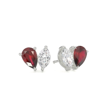 Toi Et Moi Pear-Cut Ruby & Marquise Diamond Earrings