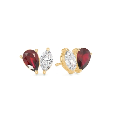 Toi Et Moi Pear-Cut Ruby & Marquise Diamond Earrings