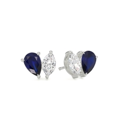 Toi Et Moi Pear-Cut Blue Sapphire & Marquise Diamond Earrings