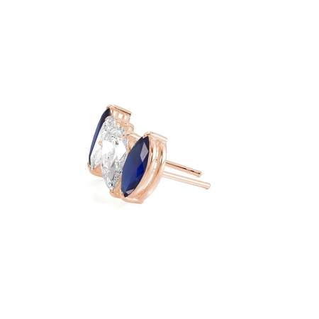 Toi Et Moi Pear Diamond & Marquise-Cut Blue Sapphire Diamond Earrings