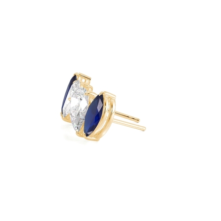 Toi Et Moi Pear Diamond & Marquise-Cut Blue Sapphire Diamond Earrings