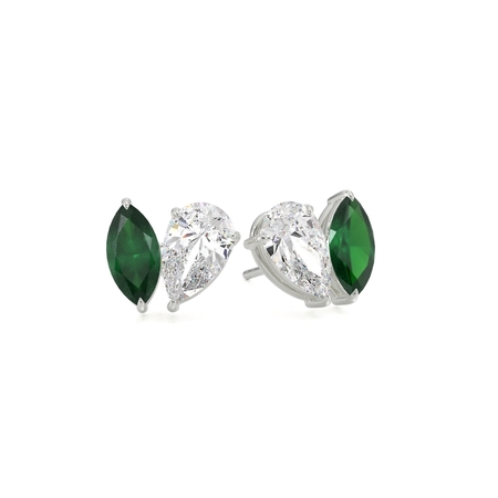 Toi Et Moi Pear Diamond & Marquise-Cut Emerald Diamond Earrings