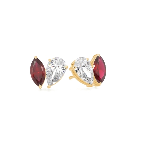 Toi Et Moi Pear Diamond & Marquise-Cut Ruby Diamond Earrings