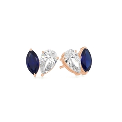 Toi Et Moi Pear Diamond & Marquise-Cut Blue Sapphire Diamond Earrings