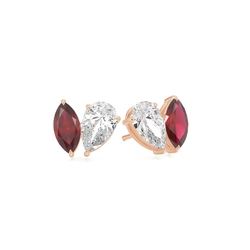 Toi Et Moi Pear Diamond & Marquise-Cut Ruby Diamond Earrings
